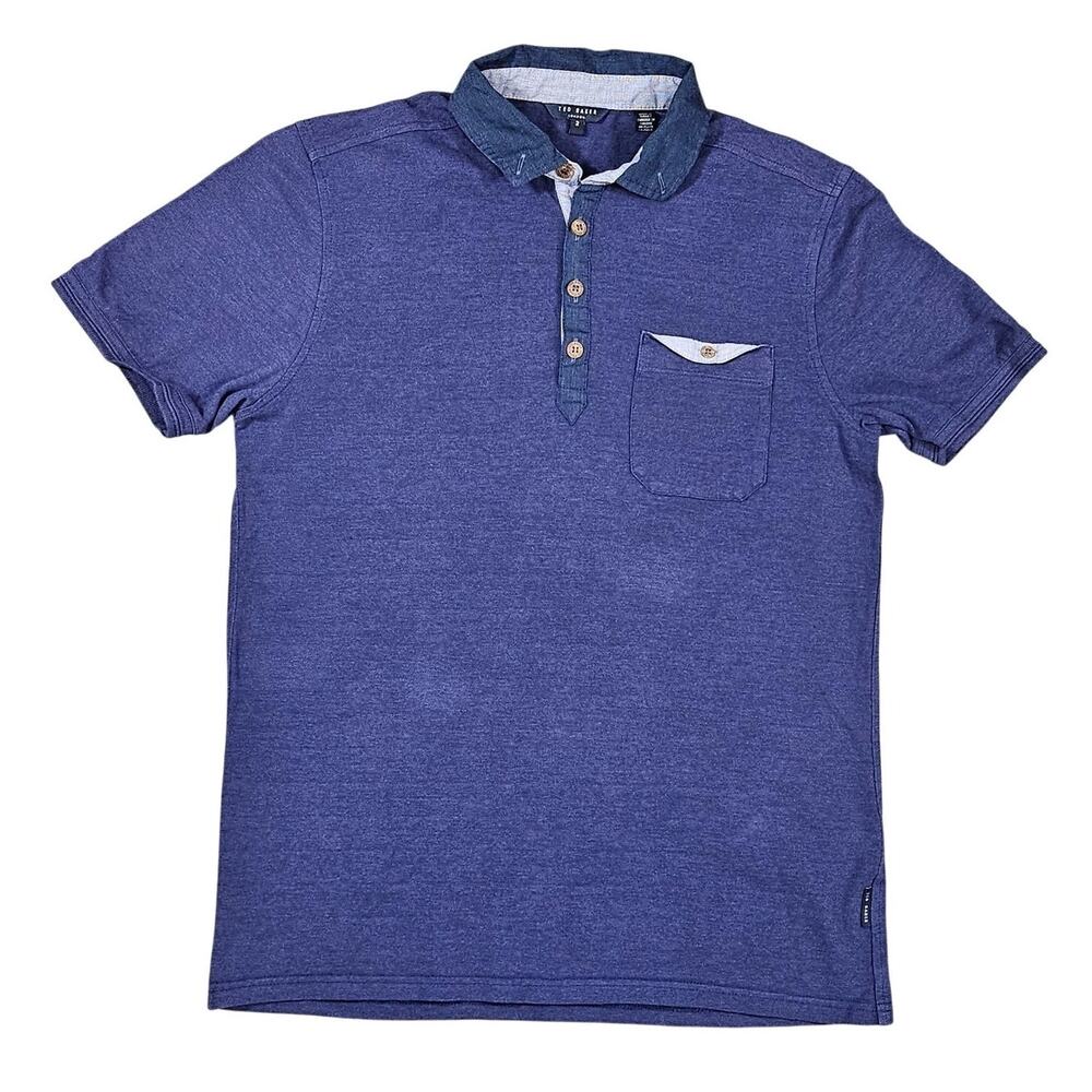 TED BAKER LONDON MEN’S SHORT SLEEVE POLO SHIRT – SIZE 2 (SMALL) – LIGHT BLUE